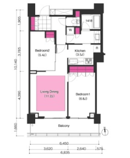 ブリリアイストタワー勝どき 13F2 間取り図