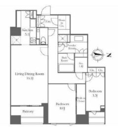 ジオグランデ元麻布 3階 間取り図