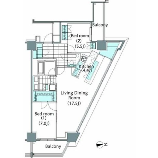 コンフォリア新宿イーストサイドタワー 1228 間取り図