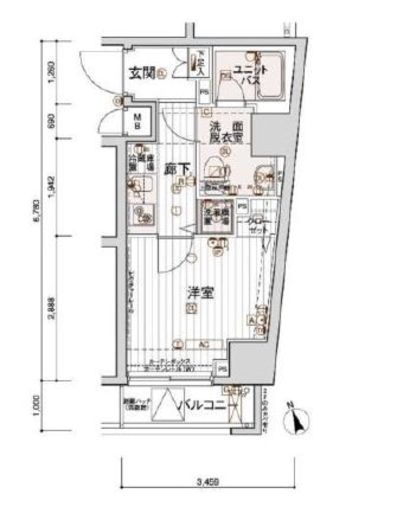 メインステージ白金高輪駅前2 7階 間取り図