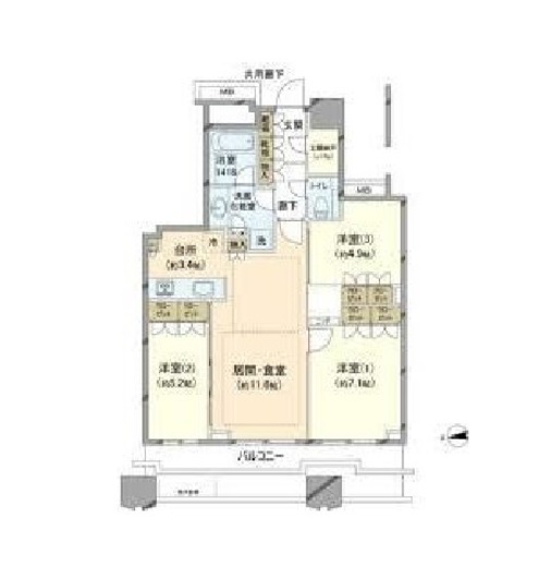 富久クロスコンフォートタワー(Tomihisa Cross)  47階 間取り図