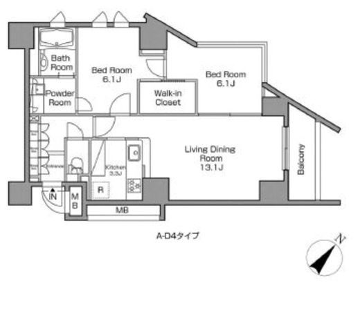 レジディアタワー中目黒 1903 間取り図