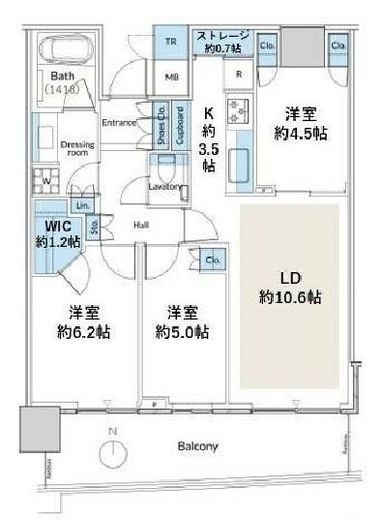 パークタワー晴海 16階 間取り図