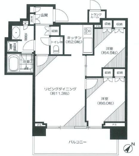 ザ・コート神宮外苑 6階 間取り図