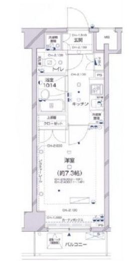 パレステュディオ新宿パークサイド 14階 間取り図