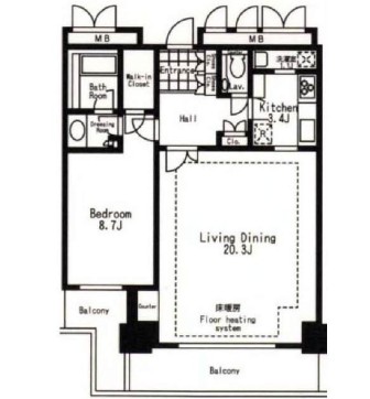 河田町ガーデンクラブフロア 3102 間取り図