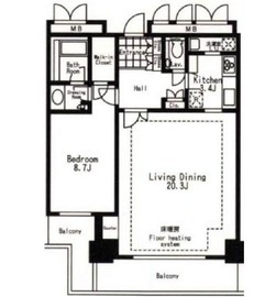 河田町ガーデンクラブフロア 3102 間取り図