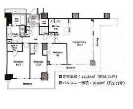 Wコンフォートタワーズ WEST 43階 間取り図