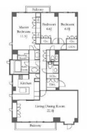 クレスト南麻布 2F1 間取り図