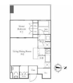 グランヴィスタ神田練塀町 20F1 間取り図