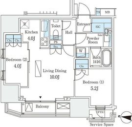 プラウド文京千駄木 5階 間取り図