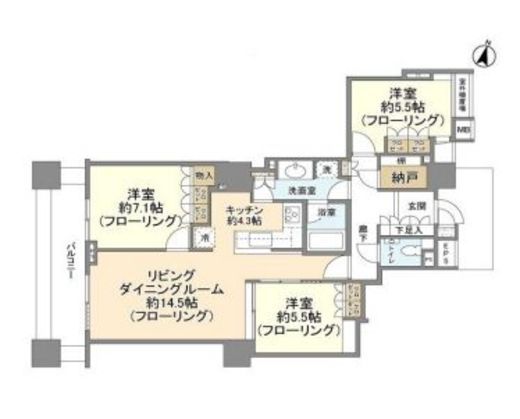 グランドメゾン三軒茶屋の杜 7階 間取り図