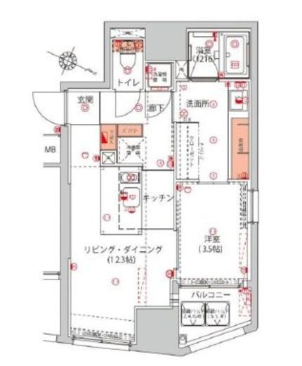 ハーモニーレジデンス千代田岩本町 601 間取り図
