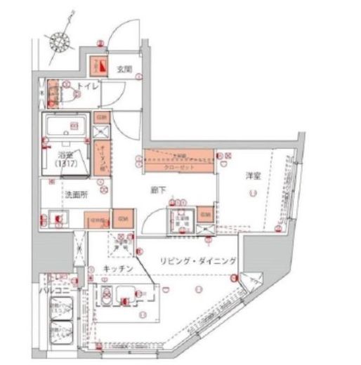 ハーモニーレジデンス千代田岩本町 203 間取り図