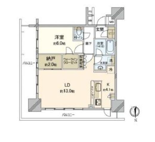 フェイバリッチタワー品川 14階 間取り図