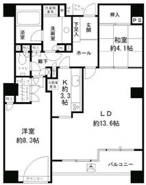 パークサイド・ウイングス 805 間取り図