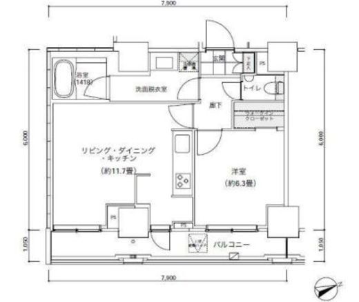 パークキューブ愛宕山タワー 203 間取り図