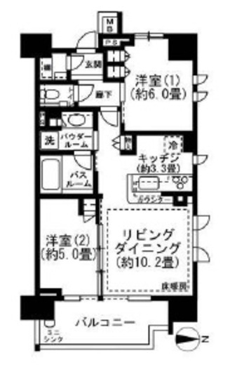 シティハウス蔵前ステーションコート 15階 間取り図
