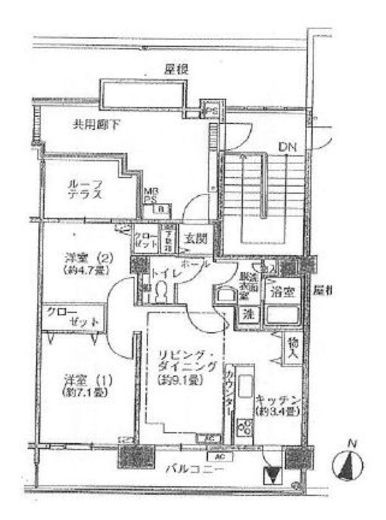 シティコート目黒 1-901 間取り図