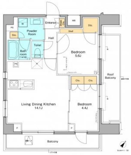 プラウドフラット根津谷中 801 間取り図