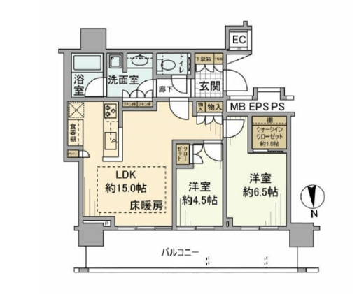 パークタワー東雲 33階 間取り図