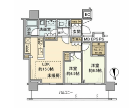 パークタワー東雲 33階 間取り図