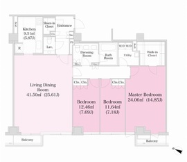 レジディア市谷砂土原 S404 間取り図