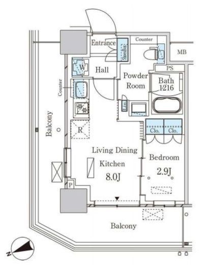 パークアクシス大塚ステーションゲートタワー 1612 間取り図