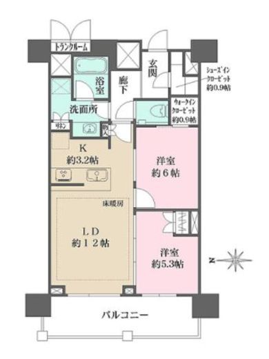 ザ・パークハウスアーバンス渋谷 12階 間取り図