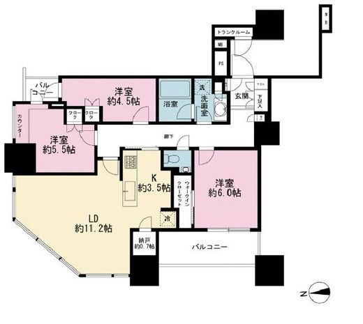パークシティ大崎 ザ タワー 26階 間取り図