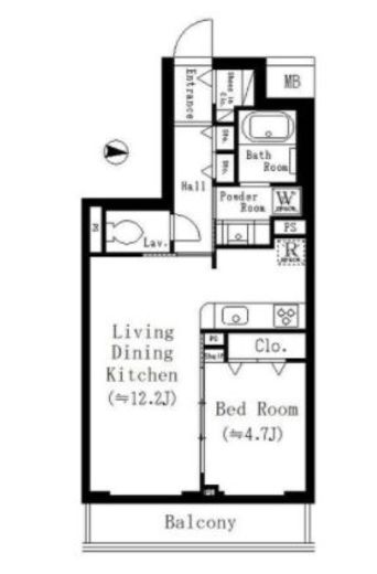 ラフィーヴィル清澄白河 E602 間取り図