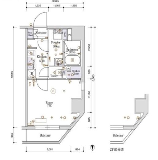 スカイコートグランデ木場 2階 間取り図