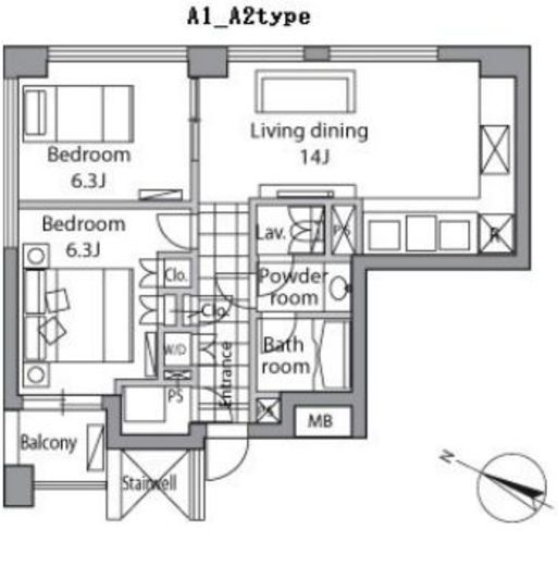 レジディアタワー乃木坂 1501 間取り図