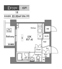 プラウドフラット早稲田 205 間取り図