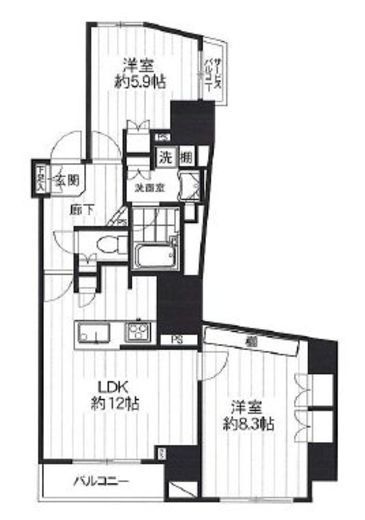 ベルドゥムール文京小石川 2階 間取り図