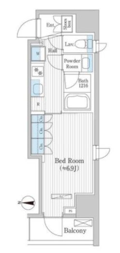 グレイスリヴィエール東京八丁堀 301 間取り図