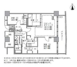 アクティ汐留 1904 間取り図