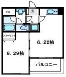 トウセン麻布十番 802 間取り図