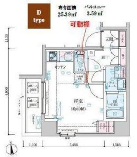 ジェノヴィア木場スカイガーデン 2階 間取り図