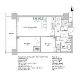 パークホームズ南麻布ザレジデンス 10階 間取り図