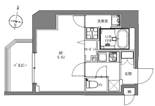 La Douceur大森山王 (ラドゥセール大森山王) 201 間取り図