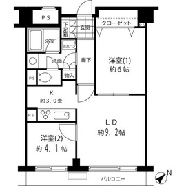 ルシマン月島 1007 間取り図