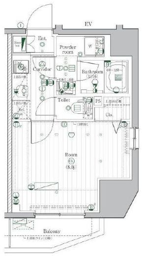 プレミアムキューブ駒込 11階 間取り図