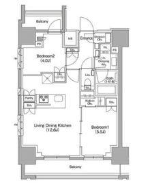 ザ・パークハビオ新御徒町 1201 間取り図