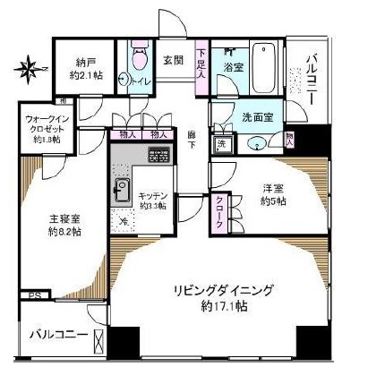 ザ・パークタワー東京サウス 22階 間取り図