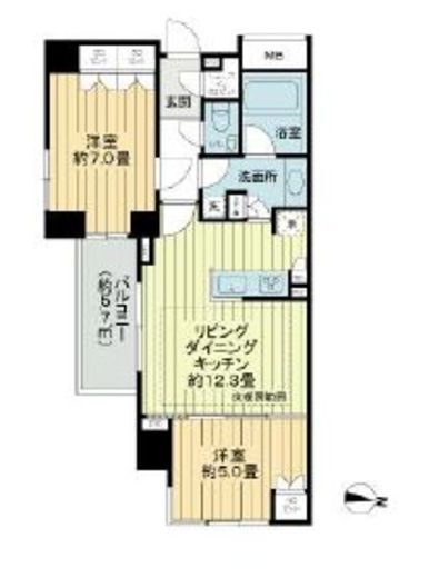 クオリア南麻布 2階 間取り図