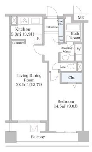 ヨコソーレインボータワーハイツ 1809 間取り図