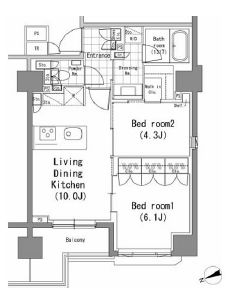 パークハビオ新橋 1302 間取り図