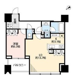 シティタワー麻布十番 16階 間取り図