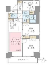 ブリリアイスト東雲キャナルコート 707 間取り図